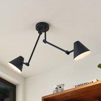Lucande Phina ceiling light in black, 2-bulb