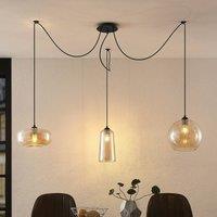 Lucande Zyli pendant light, three-bulb, amber
