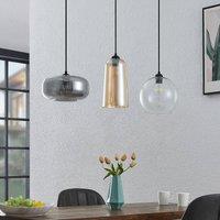 Lucande Wilja pendant light, amber, glass, 111 cm, E27