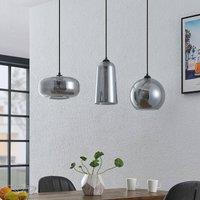 Lucande Wilja pendant light, 3-bulb, smoke grey