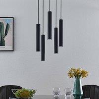 Lindby pendant light Sanad, 40 cm, 5-bulb, black, GU10