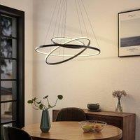 Lucande LED pendant light Ezana, black, metal, 80cm
