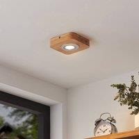 Lindby LED ceiling light Mikari, 14 cm, wood, swivelling