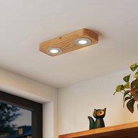 Lindby LED ceiling light Mikari, 30 cm, wood, swivelling