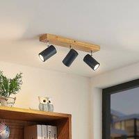 Lindby downlight Maniva, 44cm, 3-bulb, black, GU10