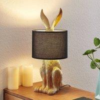 Lindby table lamp Lorentina, height 57 cm, rabbit, gold, textile