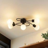 Lindby ceiling lamp Elaina, 66 cm, 5-bulb, black/white, E14