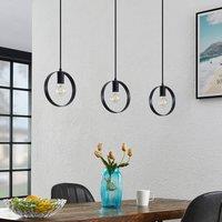 Lindby Shaima pendant light, black, three rings