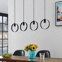 Lindby Shaima pendant light, black, four rings