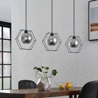 Lindby Dajanira pendant light, 3-bulb, grey