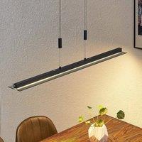 Lindby LED hanging light Berina, 100cm, black, CCT, smoked glass