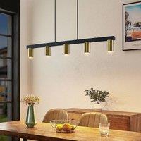 Lindby hanging light Baliko, black/brass, 5-bulb, GU10