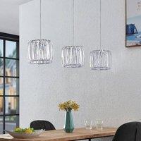 Lindby hanging light Sofia, 107 cm, 3-bulb, E14, chrome/clear