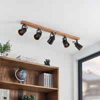 Lindby downlight Kimban, 5-bulb, 106 cm, wood, metal