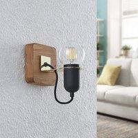 Lucande Becky 1-bulb wooden wall spotlight, black
