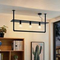 Lindby Kirista ceiling light, 3-bulb, black, 100 cm