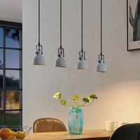 Lindby Amilia pendant light, wood/concrete, 4-bulb, 90 cm, GU10