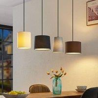 Lindby Amilia pendant light, fabric, 4-bulb, grey/beige, E27