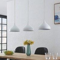 Lindby Elamira pendant light, white, metal, 133 cm, 3-bulb.