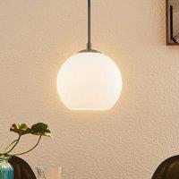 Lindby Jurian 1-bulb pendant light, nickel/opal
