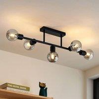 Lindby ceiling lamp Biscala, 5-bulb, black/smoke, E14