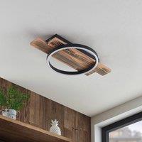 Lindby LED ceiling light Sentoa, wood, 52.8 cm long, 3,000 K