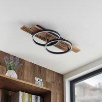 Lindby LED ceiling light Sentoa, wood, 75 cm long, 3,000 K