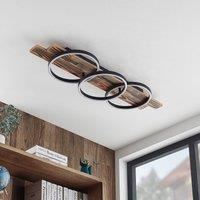 Lindby LED ceiling light Sentoa, wood, 100 cm long, 3,000 K