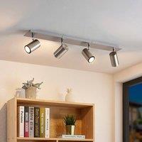 Lindby downlight Joffrey, 80 cm, nickel, 4-bulb, GU10