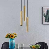 Lindby pendant light Joffrey, 24 cm, brass, 3-bulb, GU10