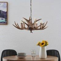 Lindby Tejask hanging light, antler, 6-bulb, 70 cm