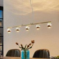 Lucande Kilio LED hanging light, 5-bulb, gold