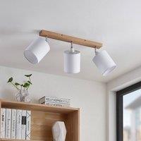 Lindby downlight Imarin, 56 cm, 3-bulb, white, wood