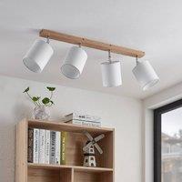 Lindby downlight Imarin, 81 cm, white, 4-bulb, wood