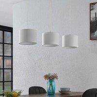 Lindby pendant light Imarin, 3-bulb, white, textile, 100cm