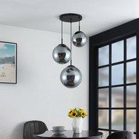 Lindby pendant light Teeja, smoke, 3-bulb, 52cm, glass, E27