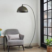 Lindby arc floor lamp Jonera, foot switch, dark grey, steel