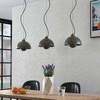 Lindby Gretja hanging light, 3-bulb, dark grey