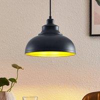 Lindby Emna 1-bulb hanging light, black/gold, metal, 29cm