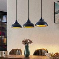 Lindby Emna pendant light, 3-bulb, black/gold