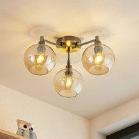 Lindby Jemissa ceiling lamp, 3-bulb, amber
