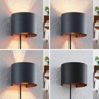 Arcchio Zuzana wall light, round, black, plug, 13 cm
