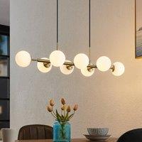 Lindby pendant light Kiamo, 83 cm, brass, white, glass, G9