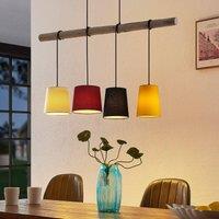 Lindby pendant light Hinai, black/red/yellow, textile, 116cm