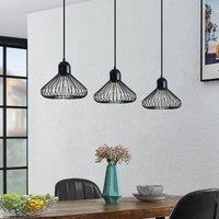 Lindby Metehan pendant light, 3-bulb, black