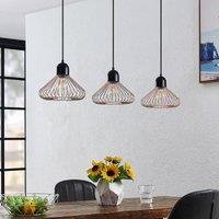 Lindby Metehan pendant light, 3-bulb, copper