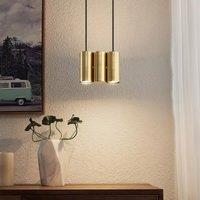 Lucande Cesur pendant light, 3-bulb, brass