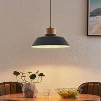 Lindby pendant light Nefeli, 42 cm, black, wood, metal