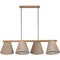 Lucande pendant light Jinda, grey, wood, fabric, 120 cm, E27