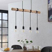 Lindby pendant light Ferris, 4-bulb, 90cm, wood, E27